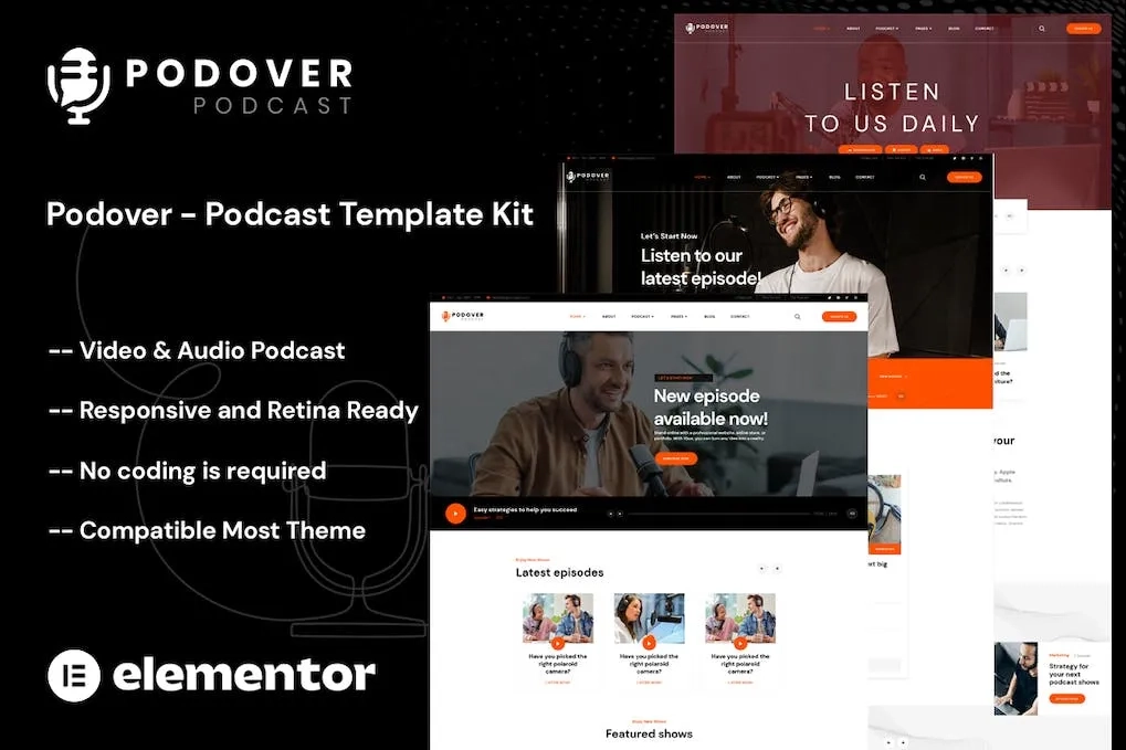 Podover – Podcast Elementor Template
