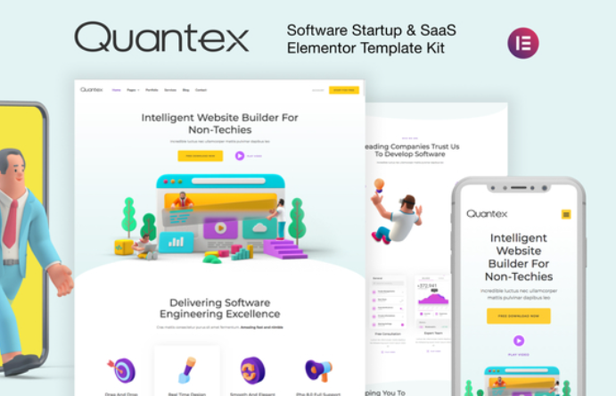 Quantex – Software Startup & SaaS Elementor Template