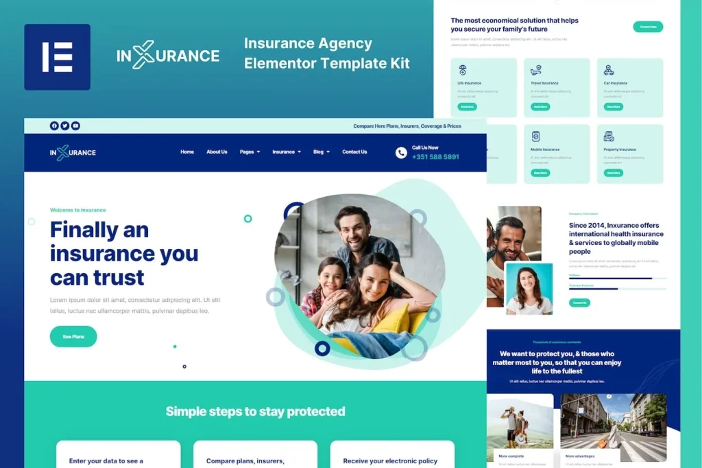 Inxurance – Insurance Agency Elementor Template