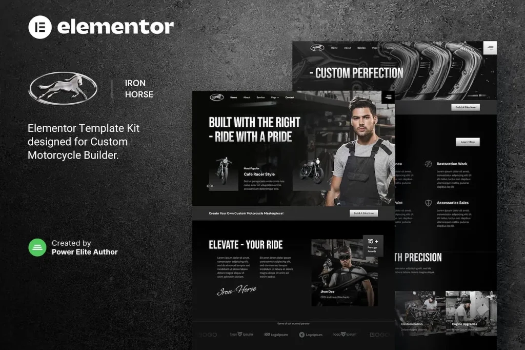 Iron Horse – Custom Motorcycle Builder Elementor Template