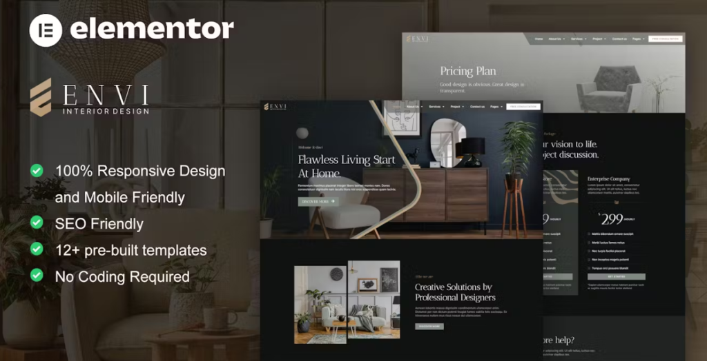 Envi – Interior Design & Architecture Elementor Template
