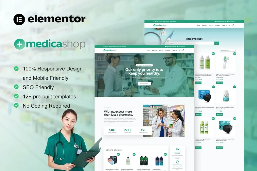 MedicaShop – Pharmacy & Medical Store Elementor Template
