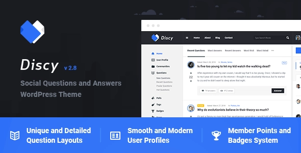 Discy – Social Questions and Answers WP Theme