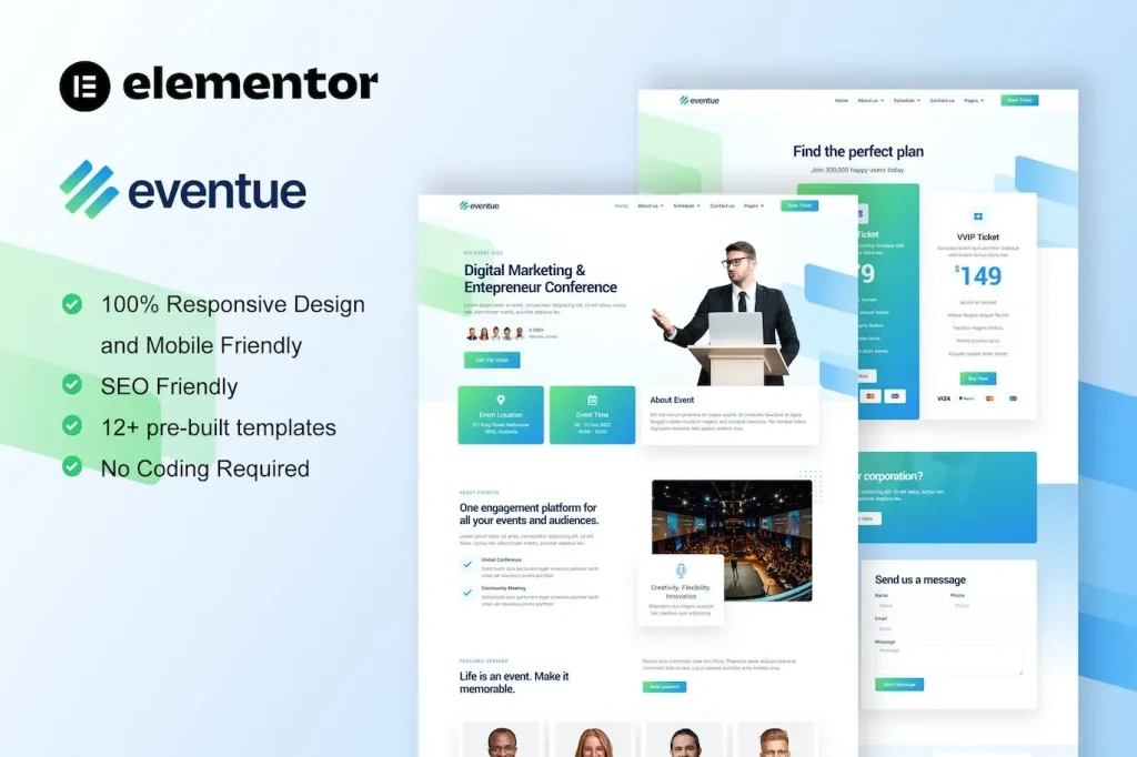Eventue – Event & Conference Elementor Template