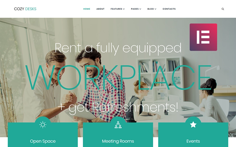 Cozy Desks – Coworking WordPress Elementor Theme WordPress Theme