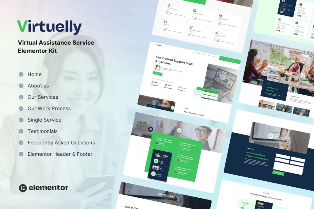 Virtuelly – Virtual Assistant Service Elementor Template