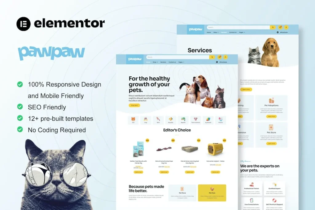 PawPaw – WooCommerce Pet Shop & Pet Care Elementor Template