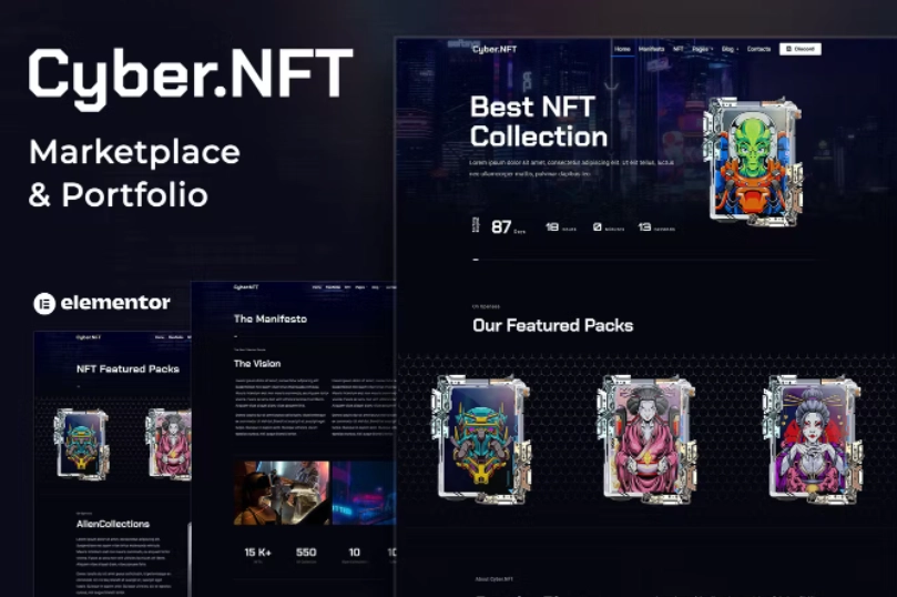 Cyber.NFT Marketplace & Portfolio Elementor Template