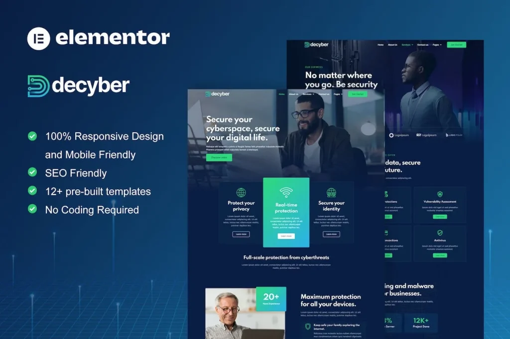Decyber – Cyber Security Services Elementor Template