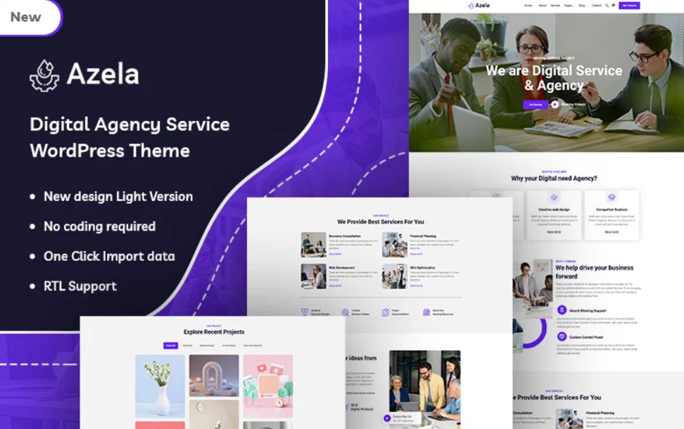 Azela – Digital Agency Service WordPress Theme