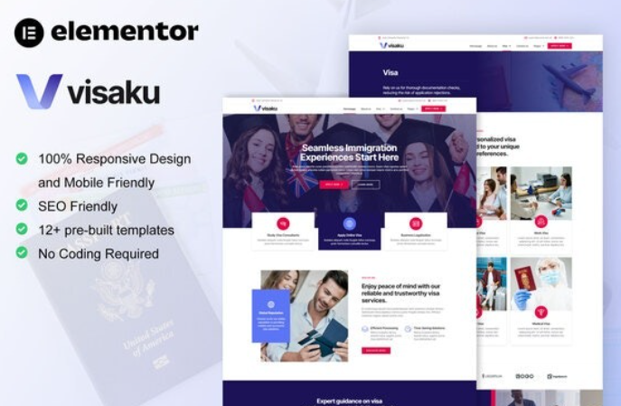 Visaku – Immigration & Visa Consulting Elementor Pro Template