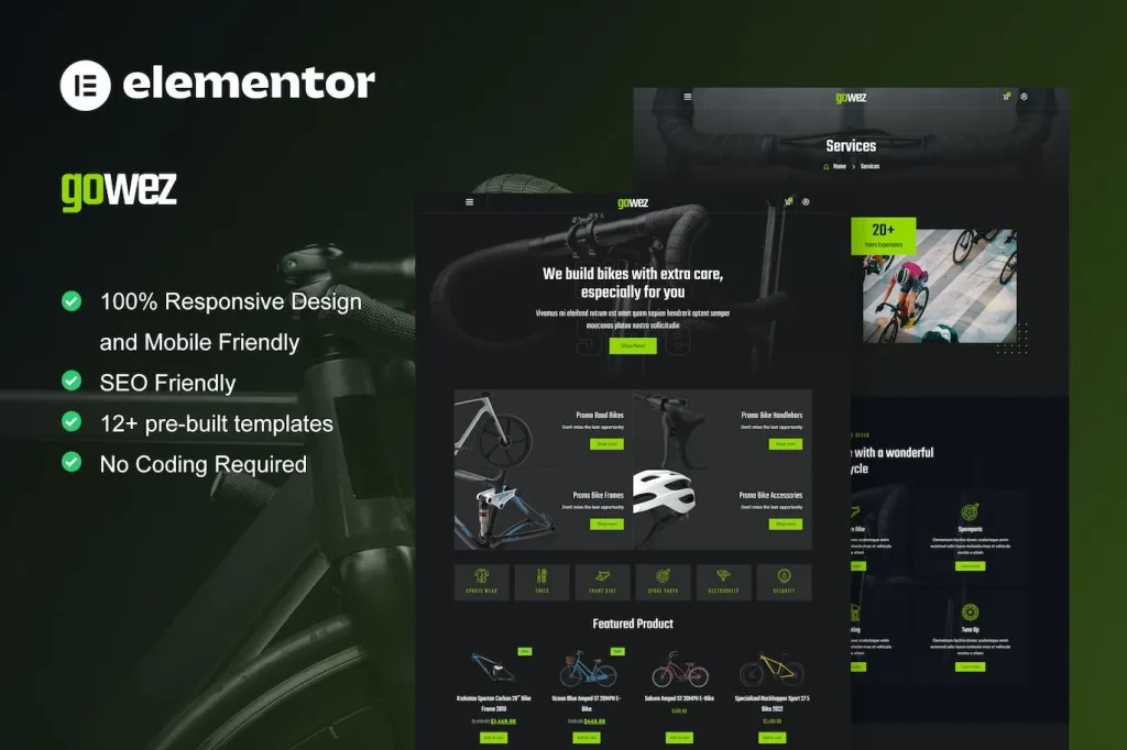 Gowez – WooCommerce Bike Shop & Bike Service Elementor Template