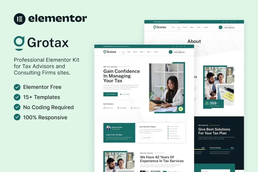 Grotax – Tax Advisor & Consulting Firm Elementor Template