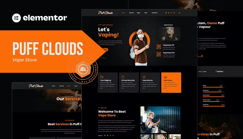 Puff Clouds – Vape Store Elementor Template