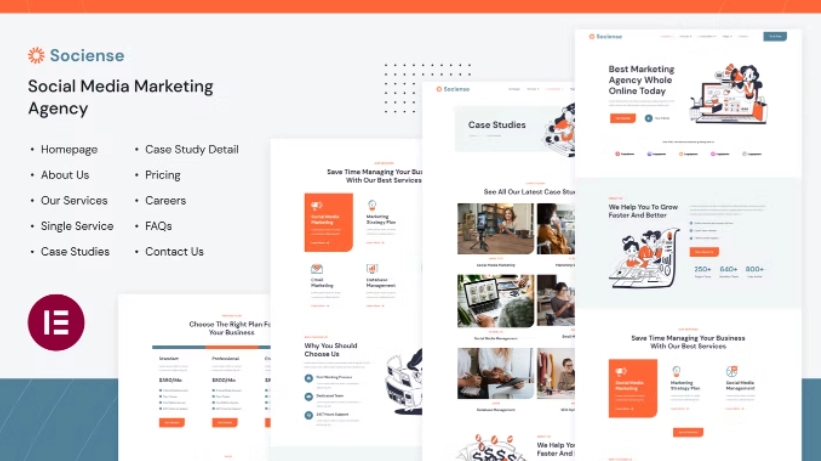 Socience | Social Media Marketing Agency Elementor Template