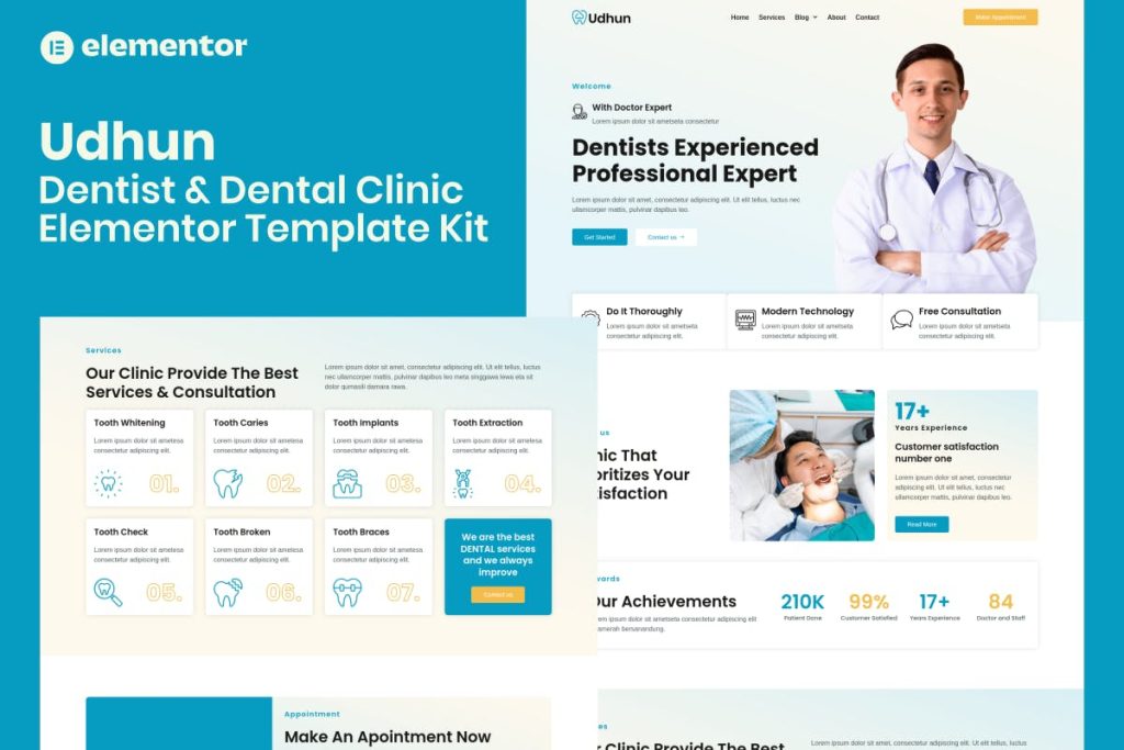 Udhun – Dentist & Dental Clinic Elementor Pro Template