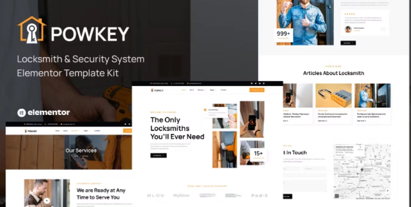Powkey – Locksmith & Security System Elementor Template