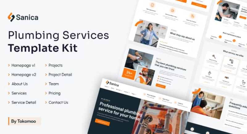 Sanica | Plumbing Services Elementor Template
