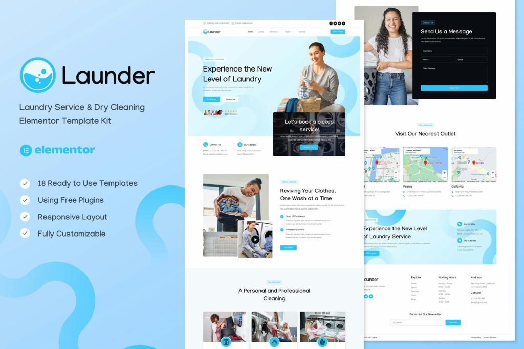 Launder – Laundry Service & Dry Cleaning Elementor Template