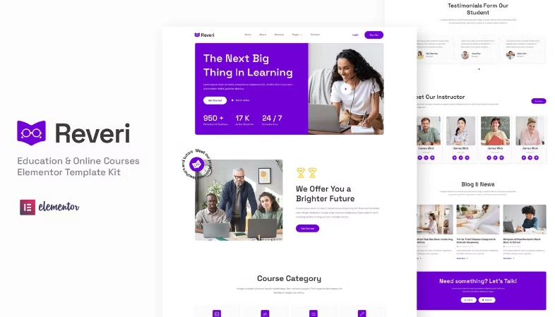 Reveri – Education & Online Courses Elementor Template