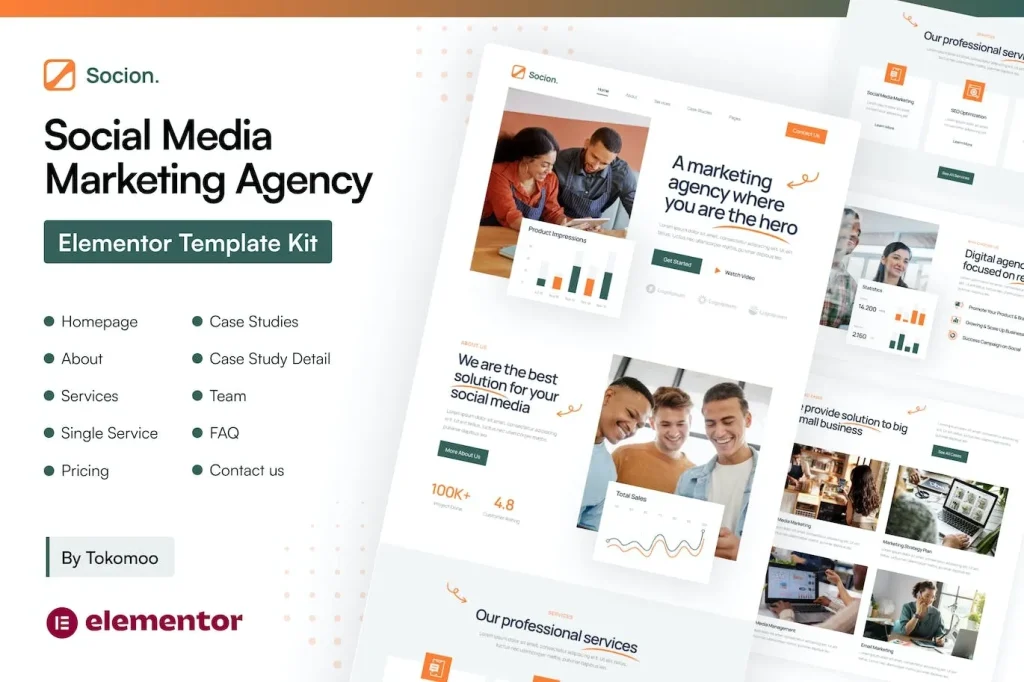 Socion – Social Media Marketing Agency Elementor Pro Template