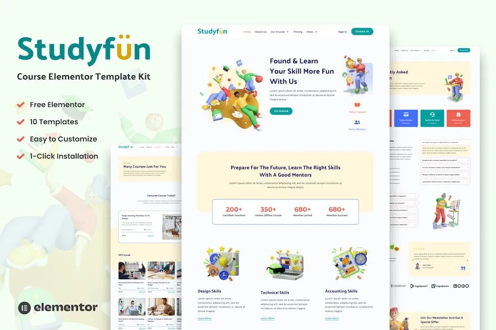 Studyfun – Course Elementor Template