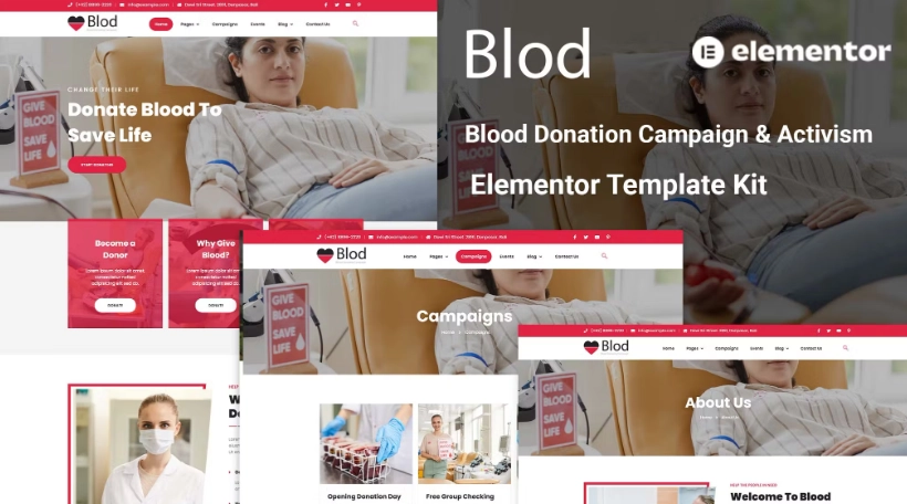 Blod – Blood Drive & Donation Campaigns Elementor Template