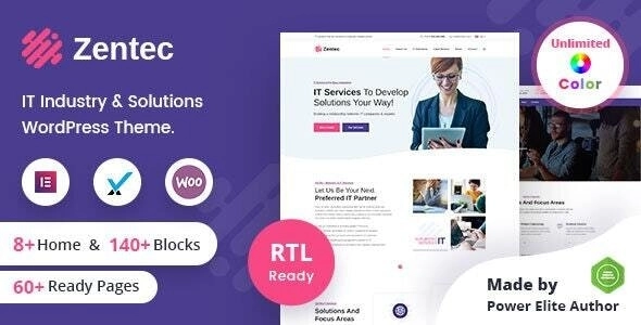 Zentec – IT Solutions Company WordPress Theme + RTL