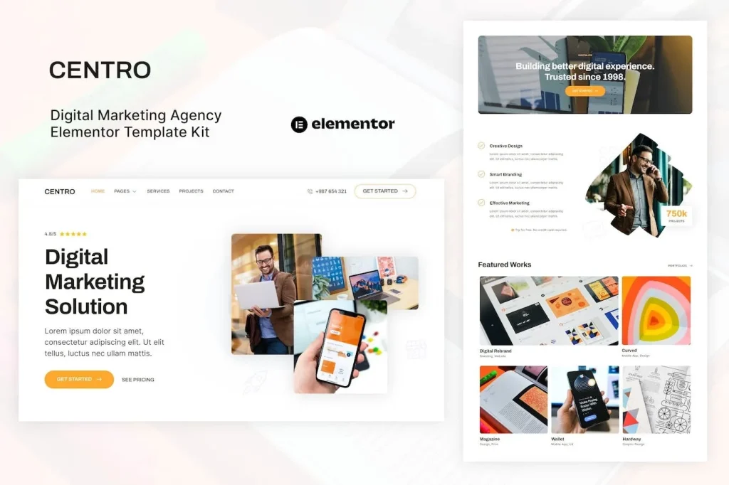Centro – Digital Marketing Agency & Portfolio Elementor Template