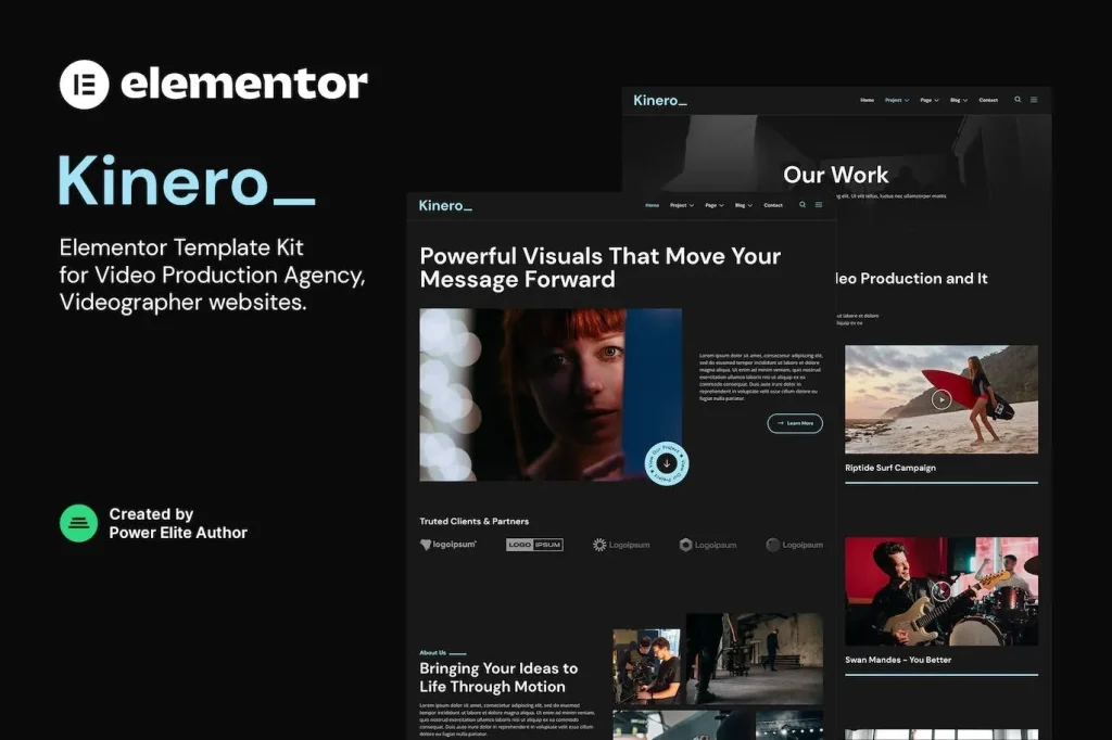 Kinerio – Video Production Agency Elementor Template