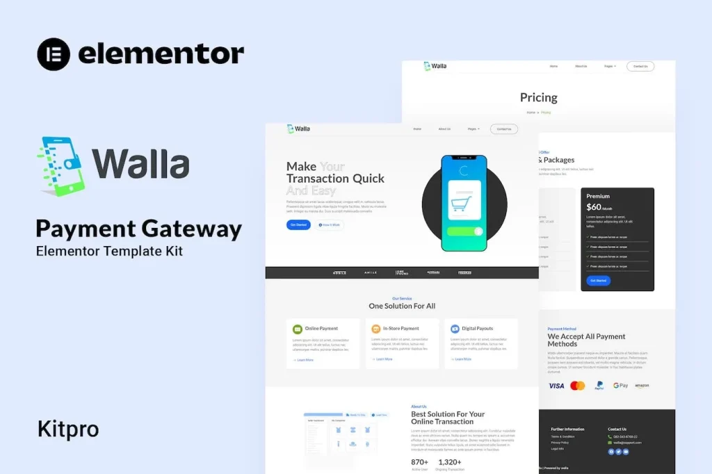 Walla – Payment Gateway Elementor Template