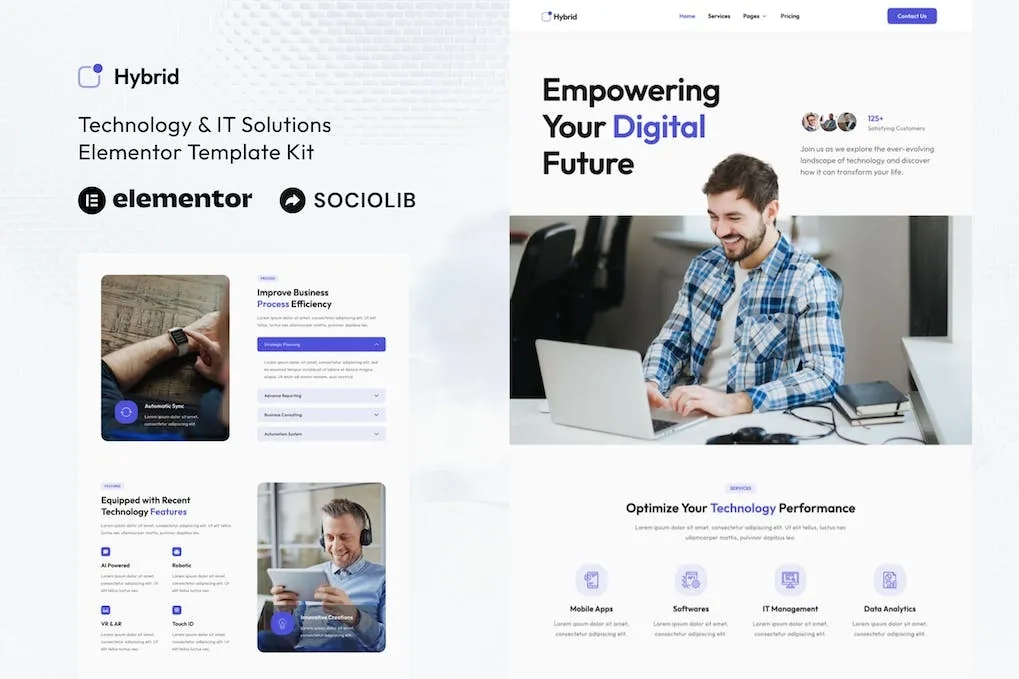 Hybrid – Technology & IT Solutions Elementor Template
