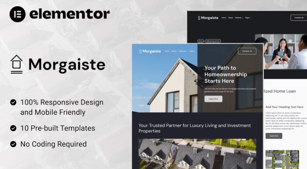 Morgaiste – Real Estate Mortgage Solutions Elementor Template