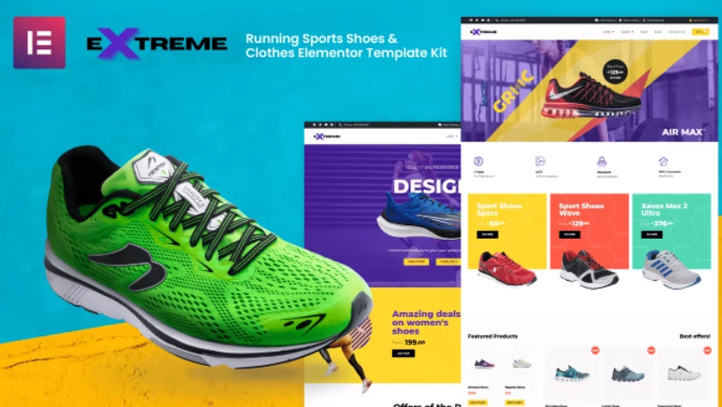 Extreme – Running Sports Shoes & Clothes Elementor Template