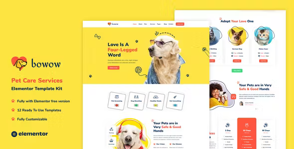 Bowow Pet Care Services Elementor Template Kit