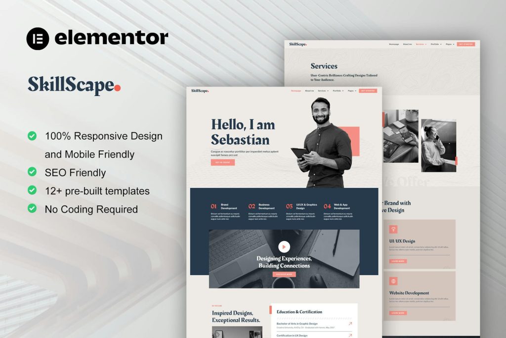 SkillScape – Creative Agency & Portfolio Elementor Template