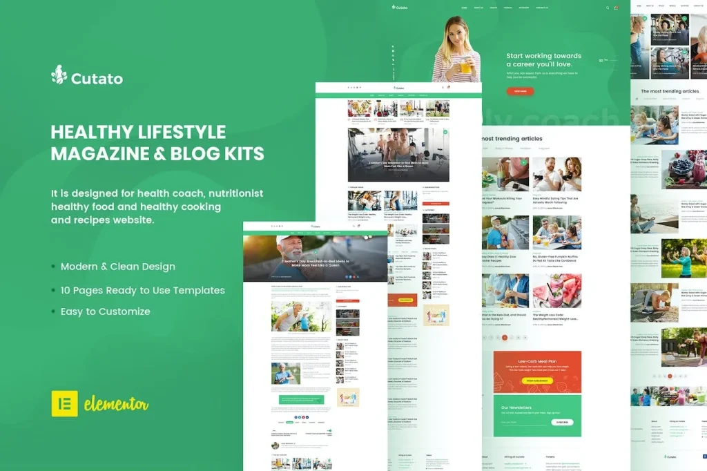 Cutato – Healthy Lifestyle Magazine & Blog Elementor Template