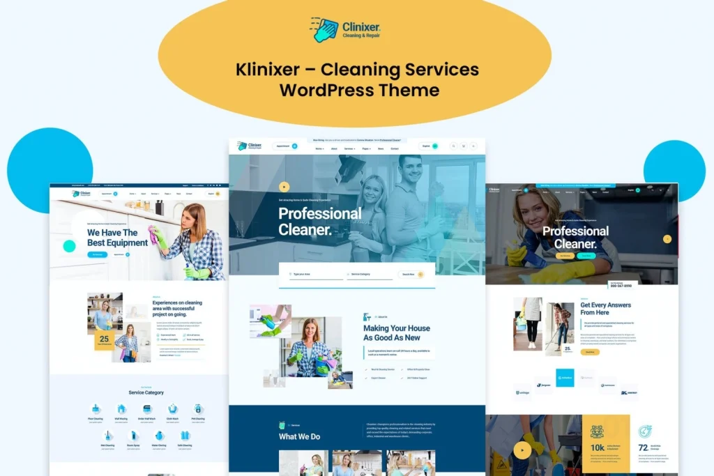 Klinixer – Cleaning Services WordPress Theme + RTL