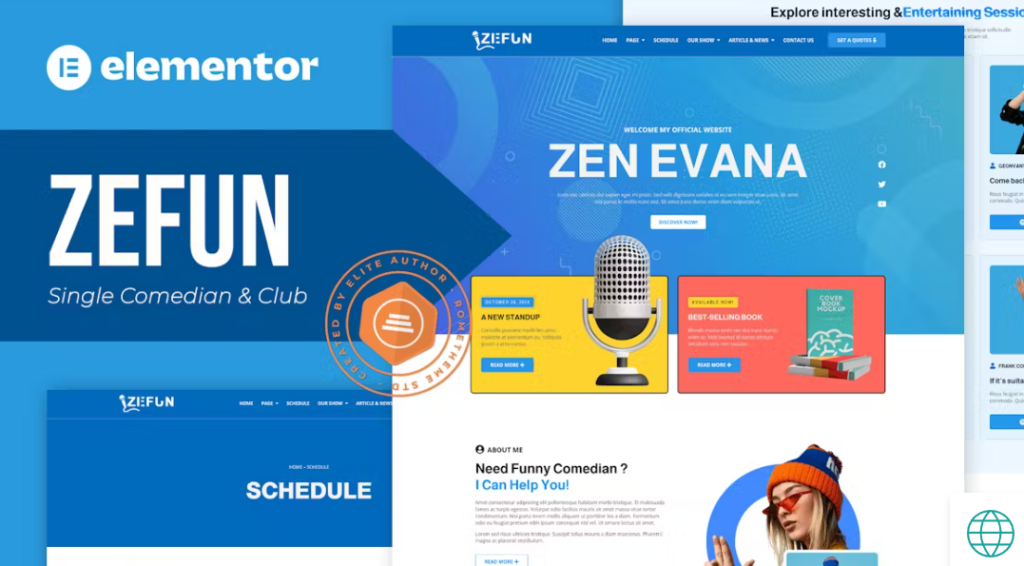 Zefun – Comedian & Entertainer Elementor Template