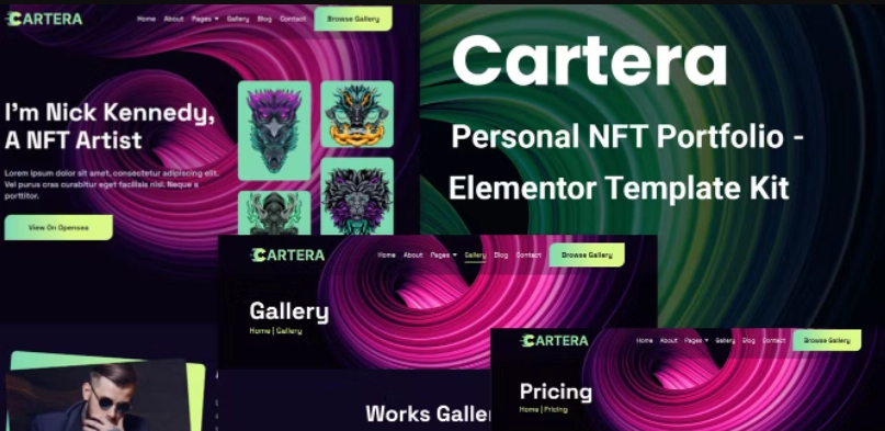 Cartera – Personal NFT Portfolio Elementor Template