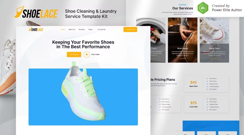 Shoelace – Shoes Cleaning & Laundry Service Elementor Template