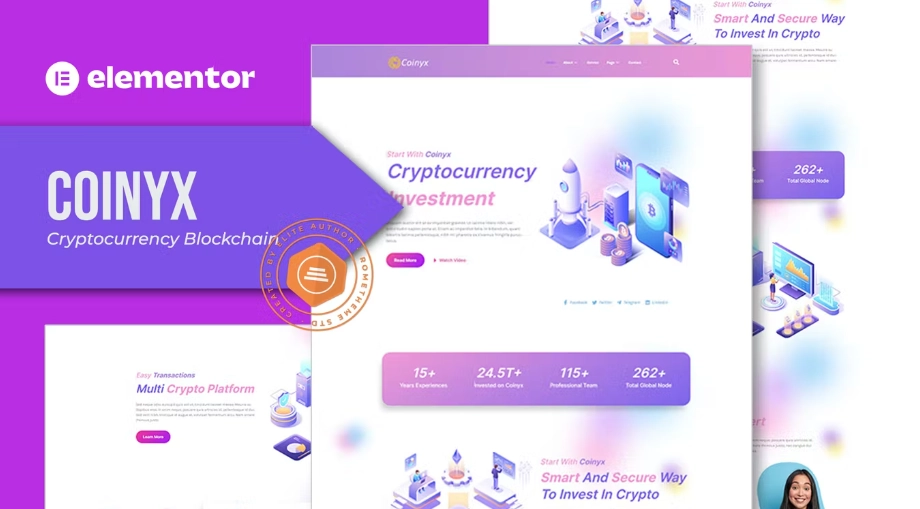 Coinyx – Cryptocurrency Blockchain & Bitcoin Elementor Template