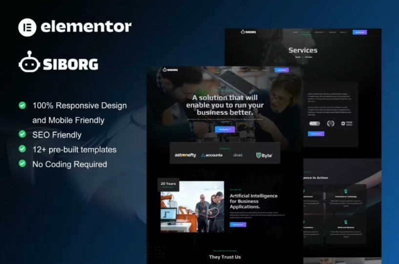 Siborg – Robotics & Technology Elementor Template