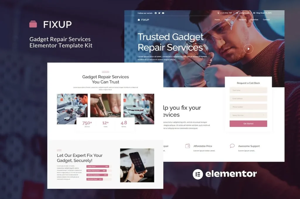 FixUp – Gadget Repair Services Elementor Template