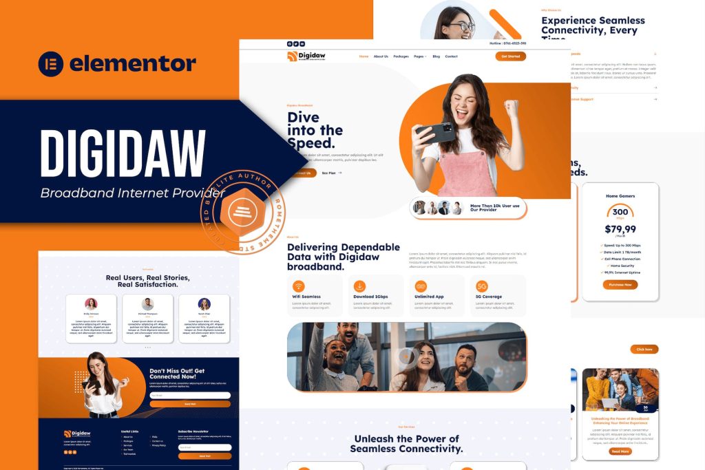 Digidaw – Broadband Internet Services Provider Elementor Template