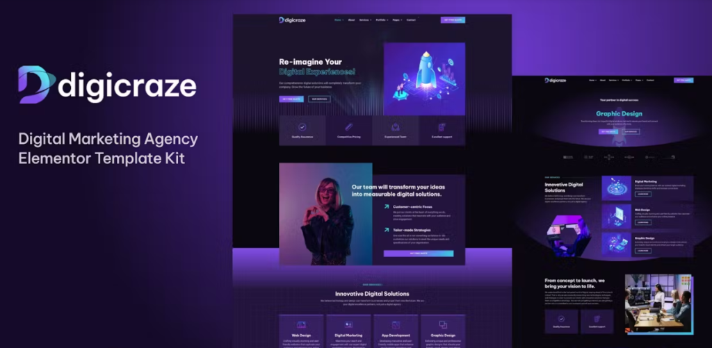 Digicraze – Digital Marketing Agency Elementor Pro Template
