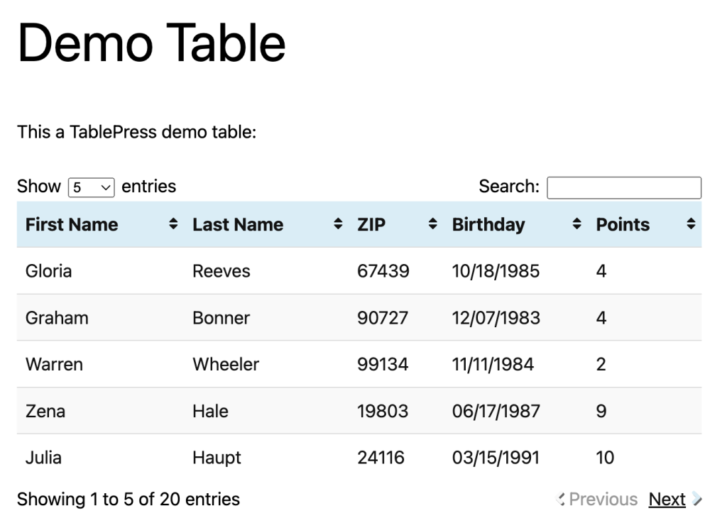 TablePress (Premium)