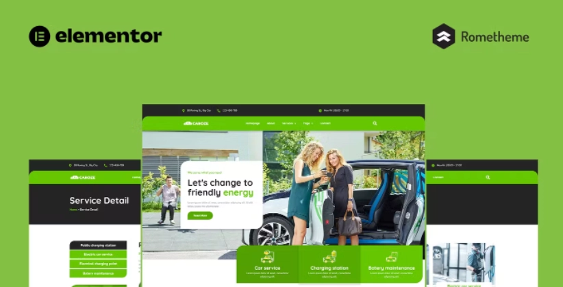 Caroze – Charging Station &EV Servicing Elementor Pro Full Site Template