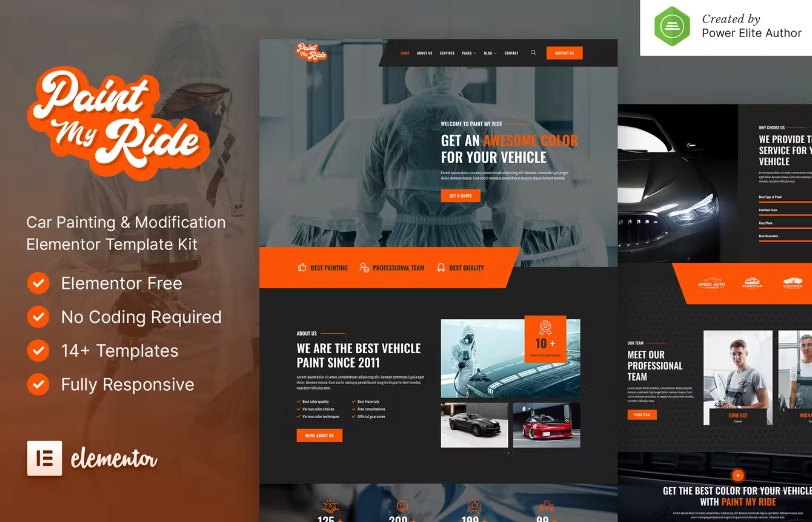 PaintMyRide – Car Painting & Modification Elementor Template