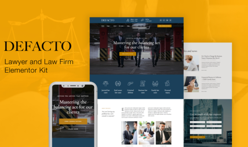 Defacto – Lawyer & Law Firm Elementor Template